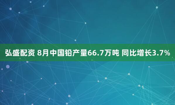 弘盛配资 8月中国铅产量66.7万吨 同比增长3.7%